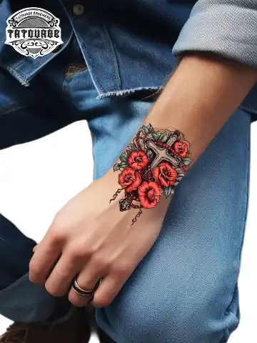 tatouage ephemere poignet chapelet photo Tatouage éphémère poignet chapelet