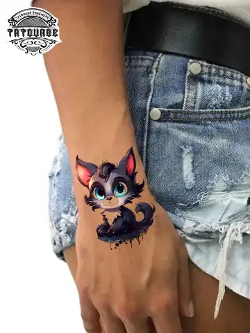 tatouage ephemere poignet chat photo Tatouage éphémère poignet chat