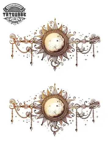 Tatouage éphémère poignet lune soleil