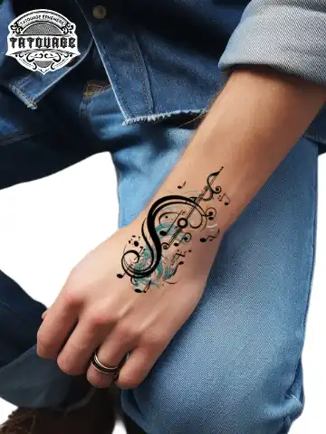 tatouage ephemere poignet note de musique photo Tatouage éphémère poignet note de musique