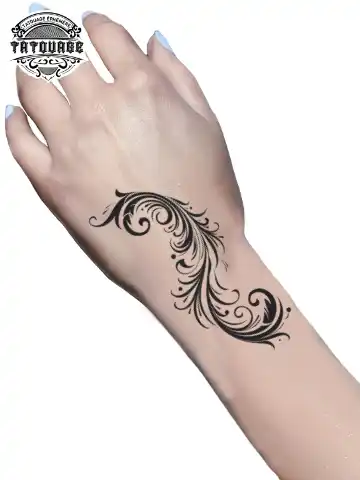 tatouage ephemere poignet plume femme photo Tatouage éphémère poignet plume femme