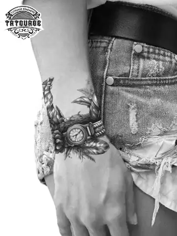 Tatouage éphémère poignet plume