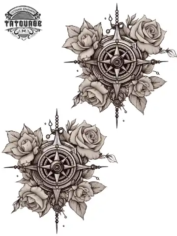 tatouage ephemere poignet rose des vents Tatouage éphémère poignet rose des vents