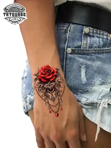 Tatouage éphémère poignet rose