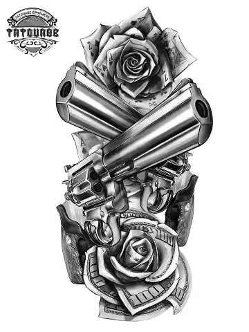 tatouage ephemere revolver hanche Tatouage éphémère revolver hanche