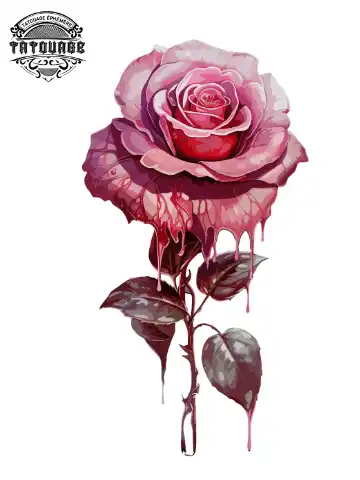 Tatouage éphémère rose mollet