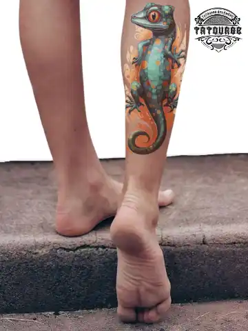 Tatouage éphémère salamandre mollet