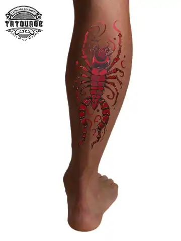 Tatouage éphémère scorpion mollet
