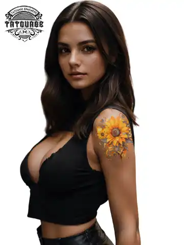 tatouage ephemere tournesol epaule photo Tatouage éphémère tournesol épaule