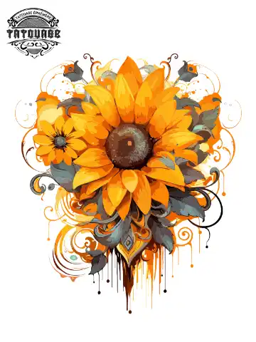 tatouage ephemere tournesol epaule Tatouage éphémère tournesol épaule