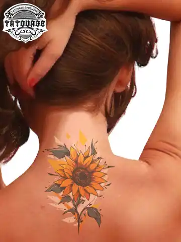 tatouage ephemere tournesol nuque photo Tatouage éphémère tournesol nuque