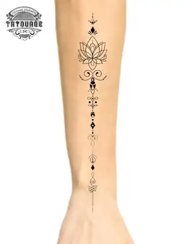 tatouage ephemere unalome avant bras photo Tatouage éphémère unalome avant bras