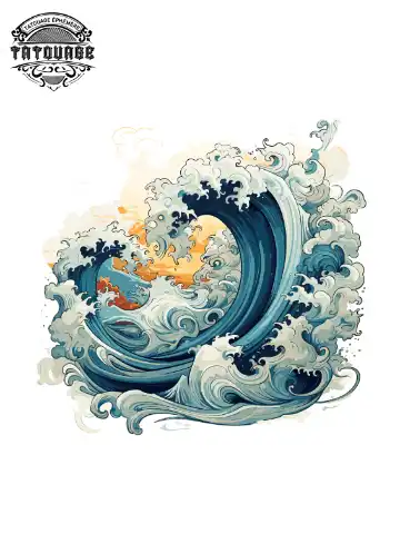 tatouage ephemere vague epaule Tatouage éphémère vague épaule