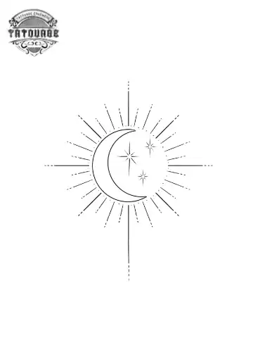 petit tatouage ephemere lune et soleil gros plan petit tatouage éphémère lune et soleil
