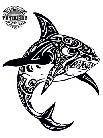 Tatouage éphémère maori requin