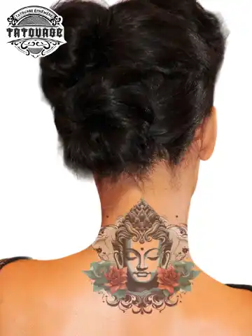 Tatouage éphémère bouddha nuque