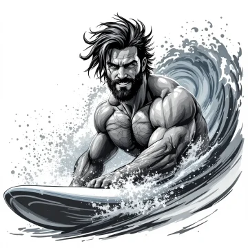 Tatouage Surf Héros Contours Vintage