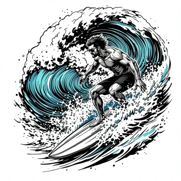 Tatouage Super-héros Surf Vintage