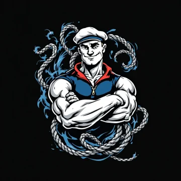 popeye Tatouage Popeye Marin Noir & Gris
