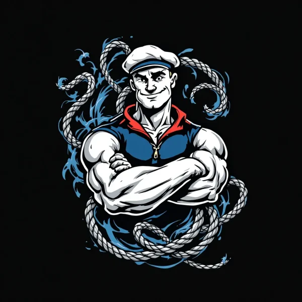 popeye Tatouage Popeye Marin Noir & Gris