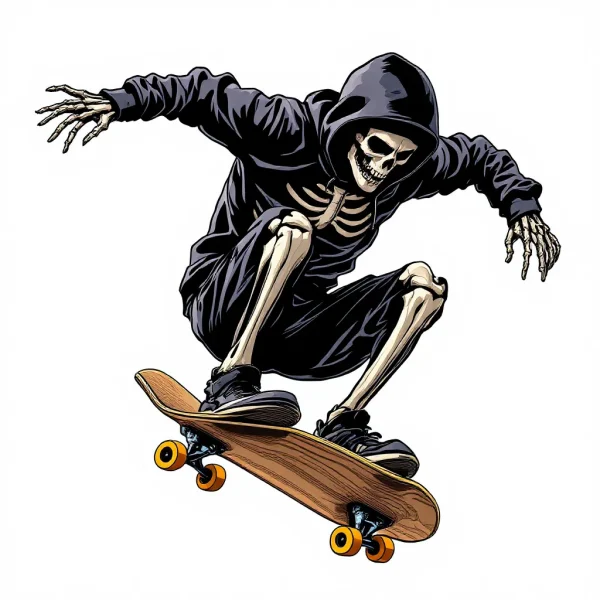 Tatouage Squelette Skater Dynamique