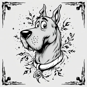 scooby doo Tatouage Scooby-Doo Vintage Noir-Gris
