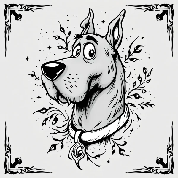 scooby doo Tatouage Scooby-Doo Vintage Noir-Gris