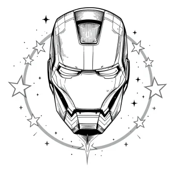 Tatouage Casque iron man Étoiles