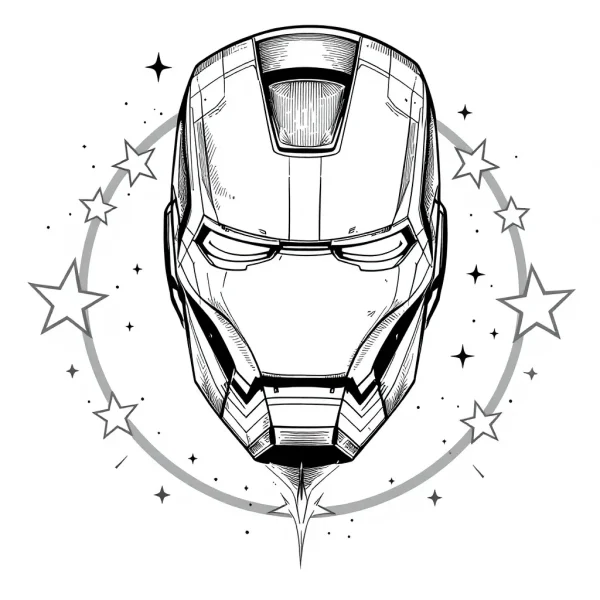 Tatouage Casque iron man Étoiles