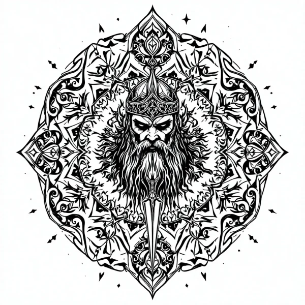 tmpsdvu7vzb.webp Tatouage Tigre Viking Mandala Graphique