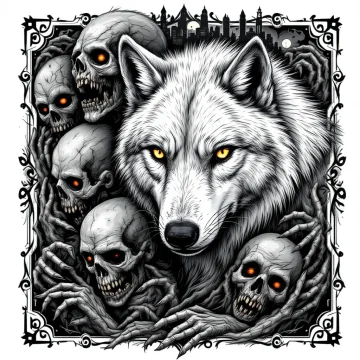 Tatouage Loup Zombie Réaliste