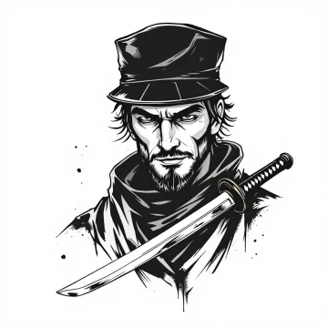 tmpttfslppl.webp Tatouage Samouraï Minimaliste Katana