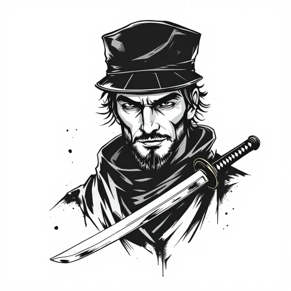 tmpttfslppl.webp Tatouage Samouraï Minimaliste Katana