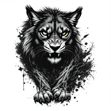 tmpuvzof21i.webp Tatouage Loup-Zombie Réaliste Noir & Gris