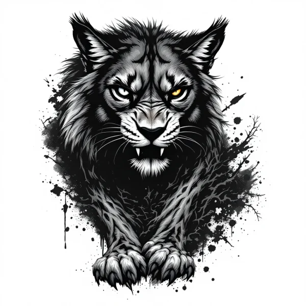 tmpuvzof21i.webp Tatouage Loup-Zombie Réaliste Noir & Gris