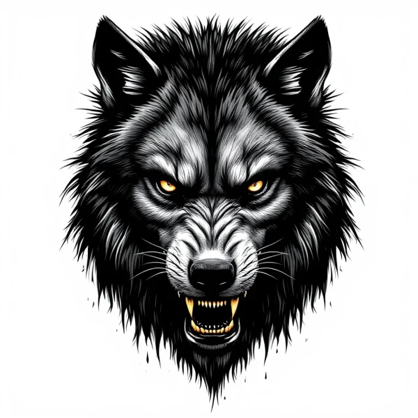 tmpv6lhmbsm.webp Tatouage Loup Zombie Réaliste Noir & Gris