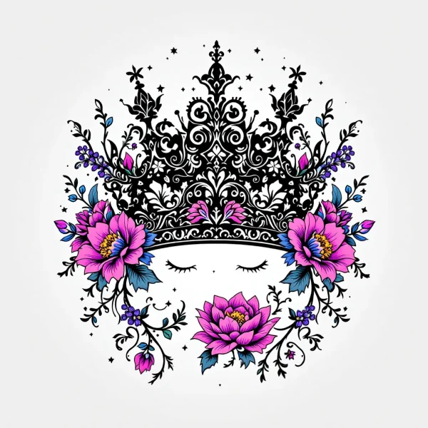 Tatouage Couronne Florale Personnage