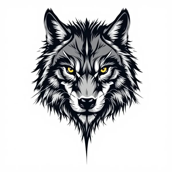 Tatouage Loup et Héros en Noir et Gris Tatouage Loup et Héros en Noir et Gris