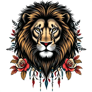 Tatouage Lion et Guerrier Puissant Tatouage Lion et Guerrier Puissant
