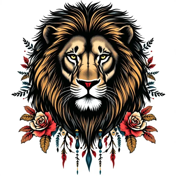 Tatouage Lion et Guerrier Puissant Tatouage Lion et Guerrier Puissant