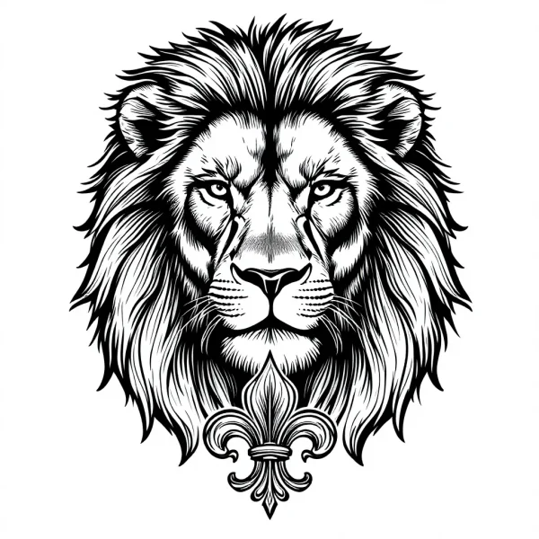 Tatouage Lion Crinière Jaune Vintage Tatouage Lion Crinière Jaune Vintage