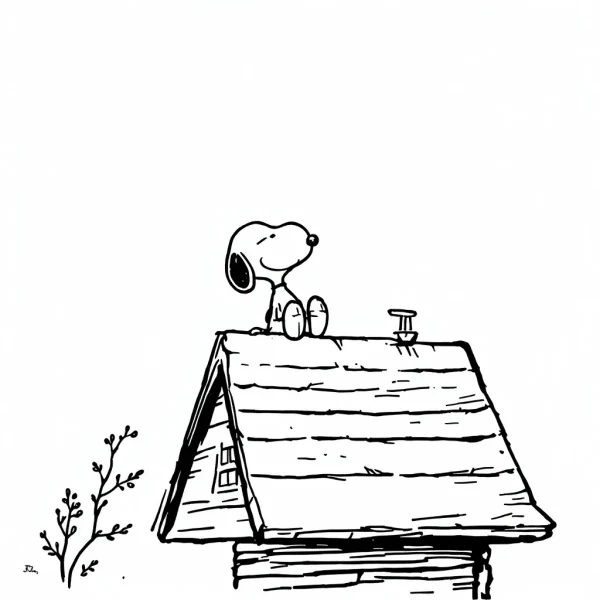snoopy Tatouage Snoopy & Maison Gris-Noir