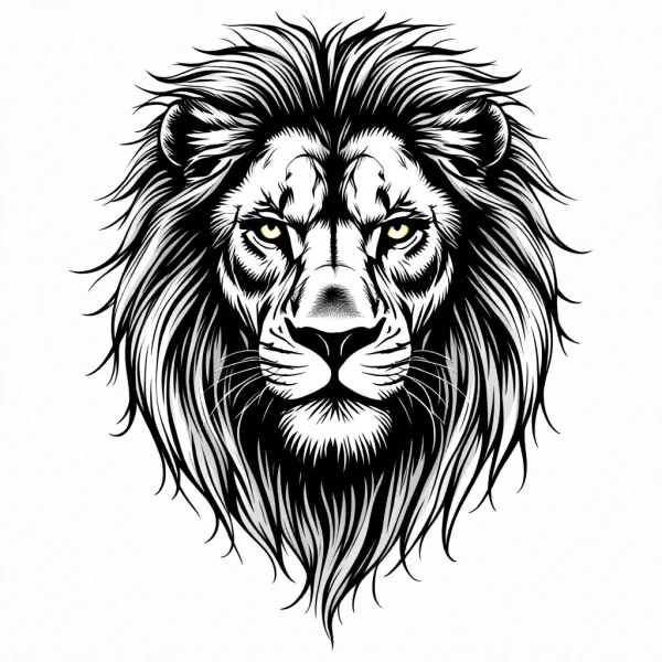 tmpbyq231gg.webp Tatouage Lion Majestueux Traditionnel