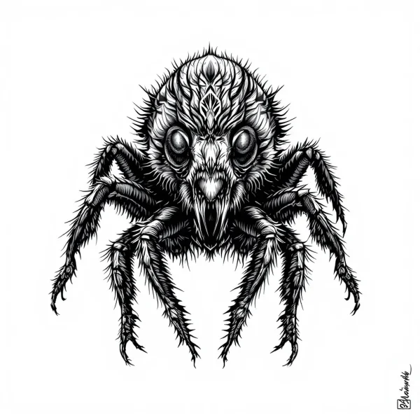 tmpfy3vjtql.webp Tatouage Araignée Réaliste Noir & Gris