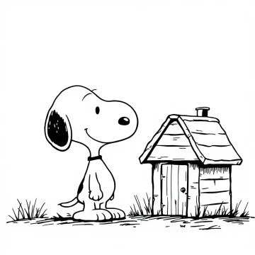 snoopy Tatouage Snoopy Maison en Noir et Gris