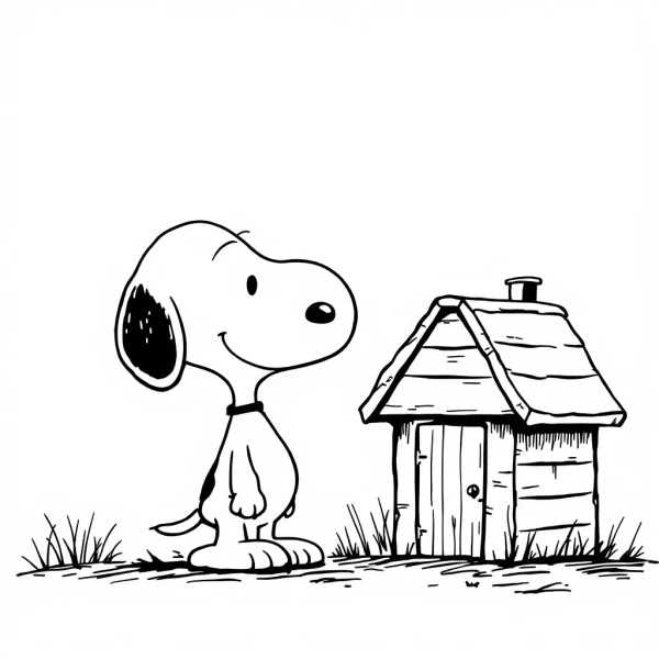 snoopy Tatouage Snoopy Maison en Noir et Gris