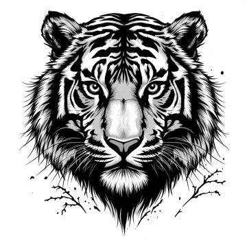 tmpj7yc9mno.webp Tatouage Tigre Réaliste Noir & Gris