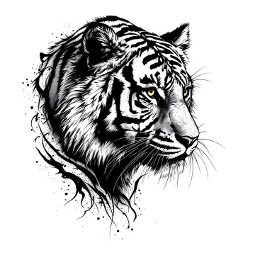 tmpt0lihidy.webp Tatouage Tigre Réaliste Puissant Noir