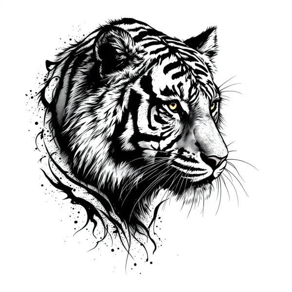 tmpt0lihidy.webp Tatouage Tigre Réaliste Puissant Noir
