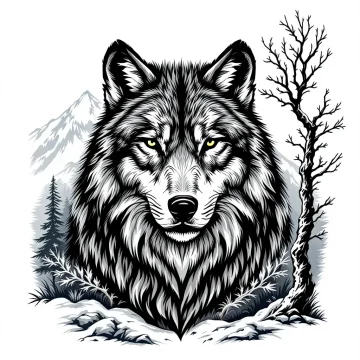 Tatouage Loup Majestueux et Nature Tatouage Loup Majestueux et Nature